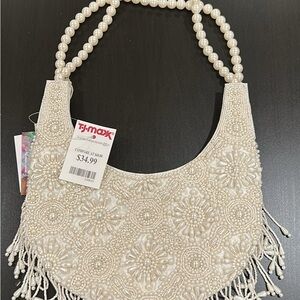 White Beaded Pearl Shoulder Bag Purse (TJMaxx)